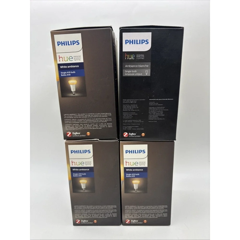 Philips Hue White Ambiance A19 Smart LED Bulb 10W/60W  461004 –Lot Of 4 New